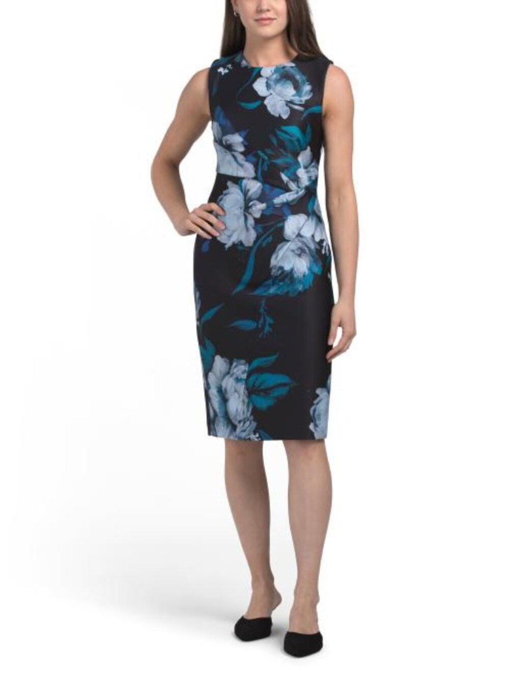 CALVIN KLEIN Scuba Floral Sheath Dress - Picture 1 of 5